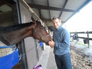 Trainer Tres Abbott, here with a maiden named Vischer Ferry. Photo by Teresa Genaro.