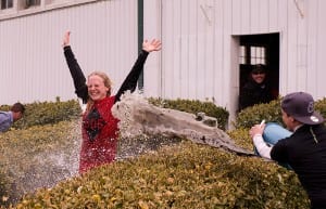 Chelsey Keiser was one of a number of apprentices who enjoyed the Laurel stand. Here, she celebrates her first win. Photo by Jim McCue, Maryland Jockey Club.