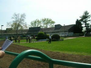 The backyard paddock at ACRC makes for a nice spot to watch the horses and check your handicapping.  Photo by Teresa Genaro.