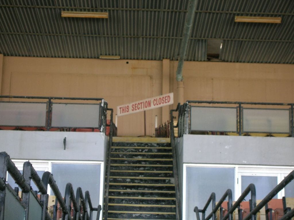 Parts of the ACRC grandstand are closed.  Photo by Teresa Genaro.