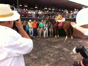 Winning Image and friends.  Owner Martin Scafidi is in green, trainer Michael Aro in orange.