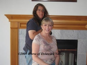 Gayle Gerth, seated, and Dana Point Farm's general manager Maria Vorhauer.  Photo courtesy of "The Horse of the Delaware Valley."