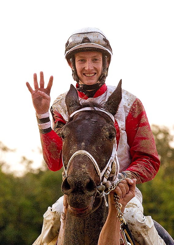 Trevor McCarthy gets an unplanned break, from the stewards