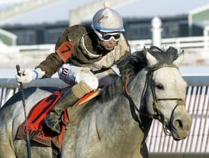 Bandbox and Xavier Perez take the General George.  Photo by Jim McCue, Maryland Jockey Club.