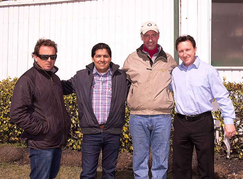 Juan Vazquez, Claudio Gonzalez, Kieron Magee, Hugh McMahon.  Photo by Jim McCue, Maryland Jockey Club.