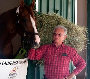 Trainer Art Sherman with California Chrome. Photo by Jerry Dzierwinski, Maryland Jockey Club.