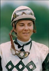 Andrea Seefeldt in 1992.  Photo by Jim McCue, Maryland Jockey Club.