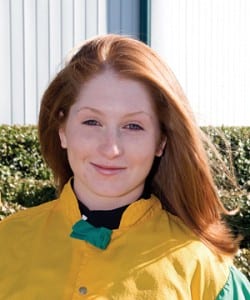 Rosie Napravnik in 2008.  Photo by Jim McCue, Maryland Jockey Club.