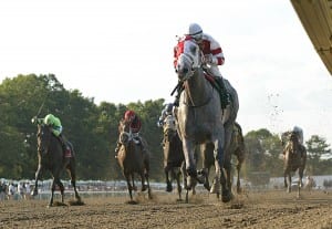 Cassatt leads 'em home in the Monmouth Oaks.  Photo By Bill Denver/EQUI-PHOTO