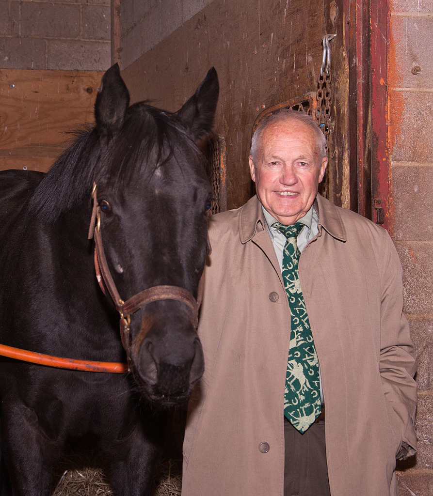 King Leatherbury and the star of the show, Ben's Cat. Photo by Jim McCue, Maryland Jockey Club.