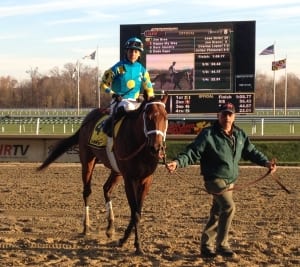 Zee Bros enters the winner's circle after upsetting the De Francis Dash. Photo by The Racing Biz.