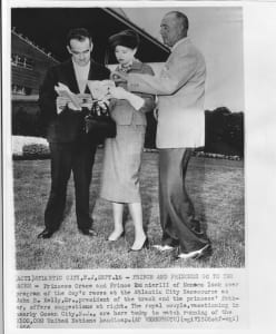 In this vintage AP Wirephotoe, Princess Grace and Prince Rainier visit Atlantic City Race Course.  Photo provided by Linda Dougherty.