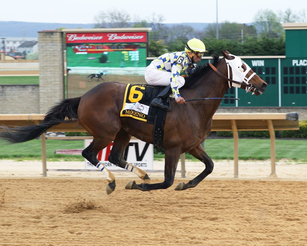 Moreno speeds home to win the Charles Town Classic. Photo courtesy of Hollywood Casino at Charles Town Races.