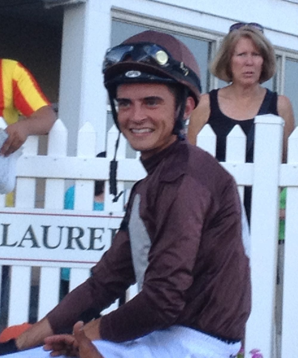 Sheldon Russell, all smiles after winning aboard Wild Chatter.