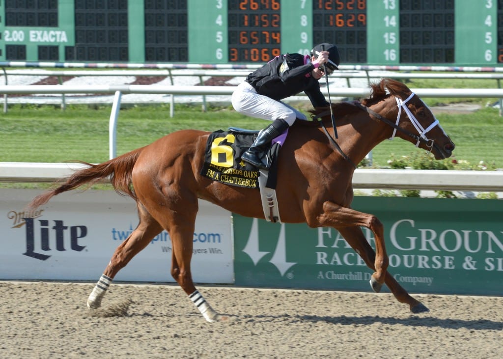 I'm A Chatterbox won the G2 Fair Grounds Oaks in March. Photo by Alexander Barkoff / Hodges Photography