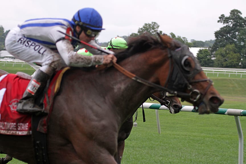 Interrupted wore down Speed Seeker to win the Lady Baltimore. Photo by Laurie Asseo.