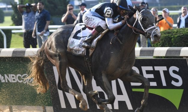 Tapwrit surges to Belmont win; NJ-bred Irish War Cry second