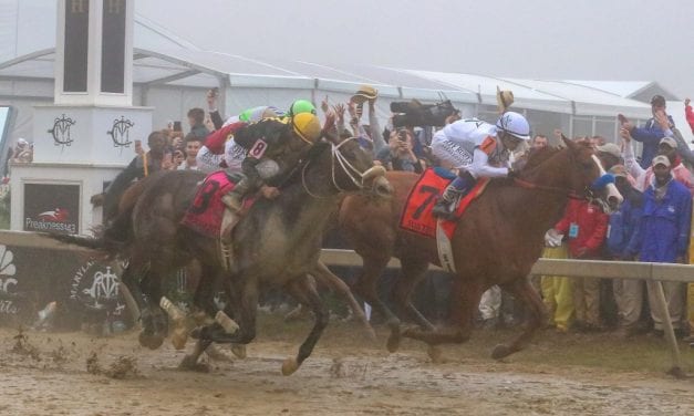 Justify prevails narrowly in foggy Preakness