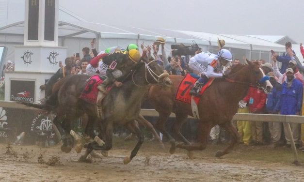 Justify “flourishing” in first trip around Belmont