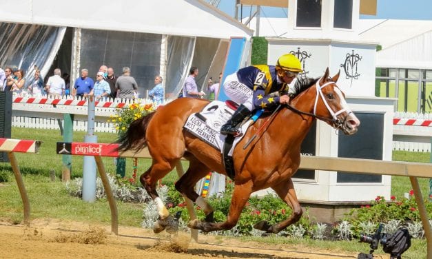 Covfefe blazes to track record in Miss Preakness