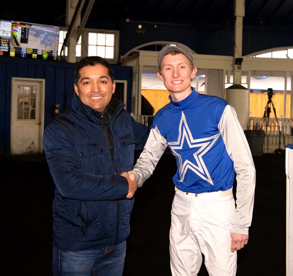 Claudio Gonzalez and Trevor McCarthy. Photo by Jim McCue, Maryland Jockey Club.