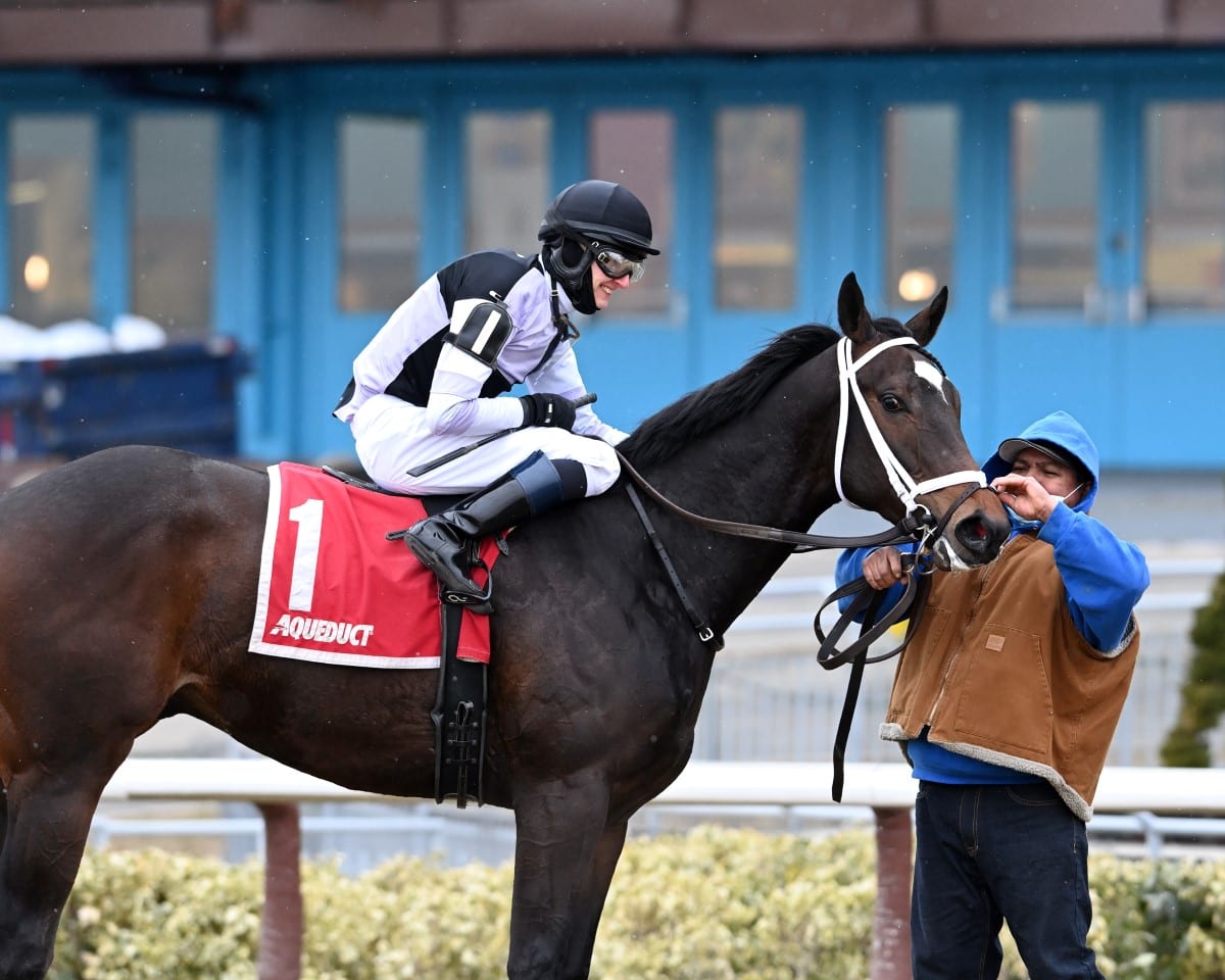 Hello Hot Rod, with Trevor McCarthy up, won the Jimmy Winkfield. Photo by Chelsea Durand/NYRA.