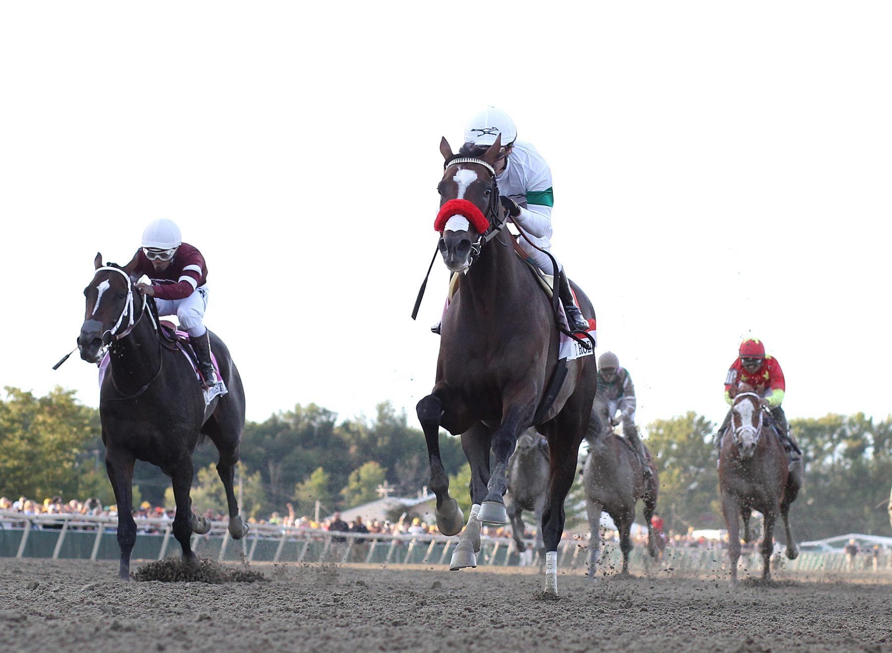 Hot Rod Charlie #7 with Flavien Prat riding won the $1,000,000 Grade 1 Pennsylvania Derby at Parx Racing in Bensalem, Pennsylvania on September 25, 2021. Photo By Bill Denver /EQUI-PHOTO