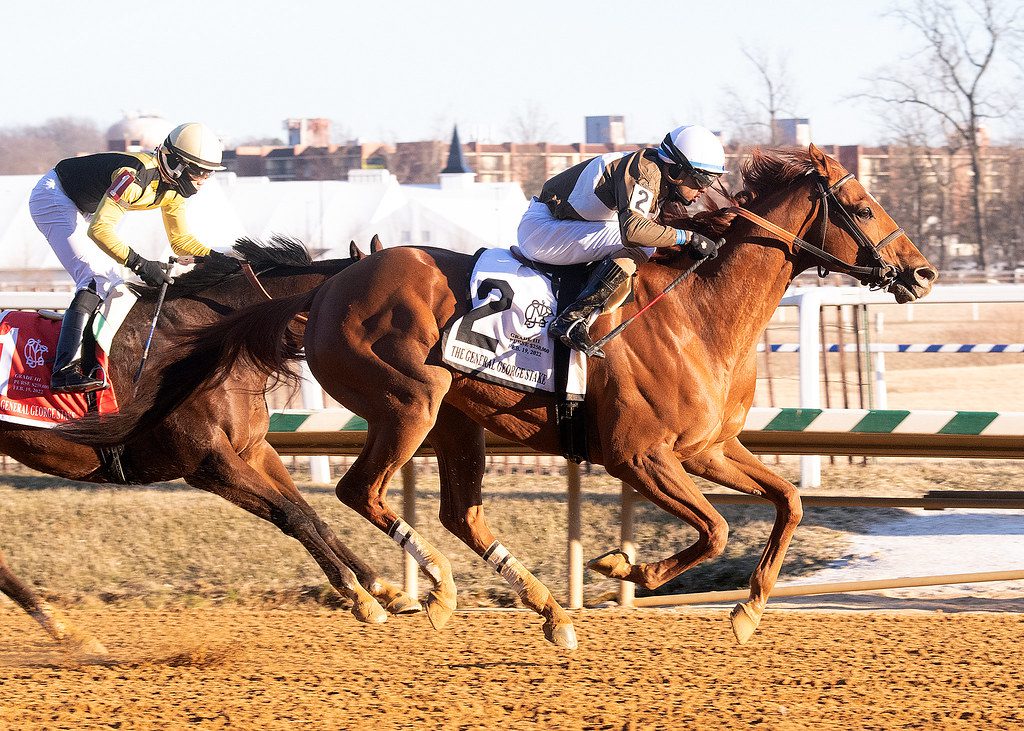 Cordmaker won the General George. Photo Jim McCue, Maryland Jockey Club.