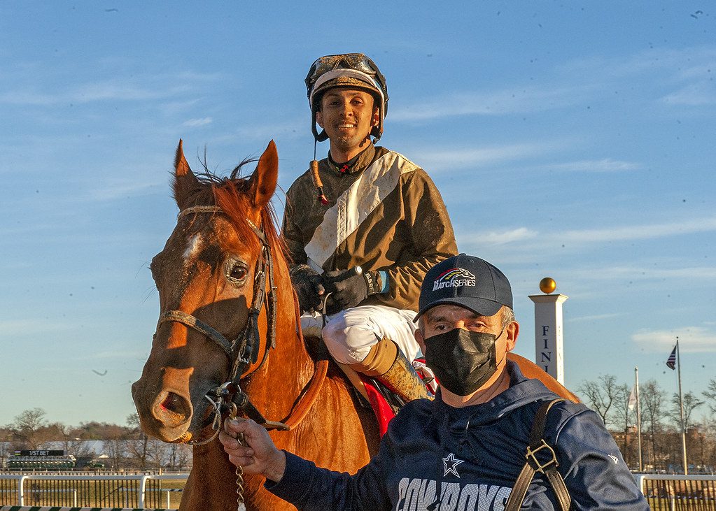 Cordmaker and Victor Carrasco won the Robert T. Manfuso Stakes in December. Photo Jerry Dzierwinski.