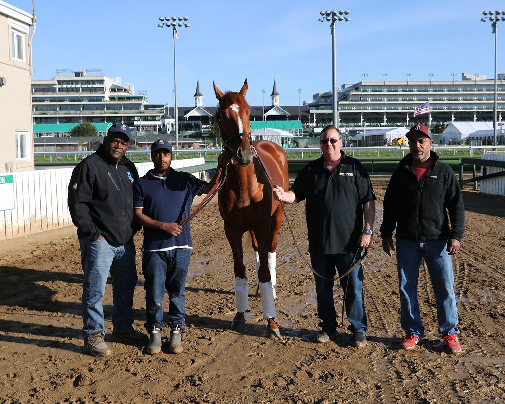 Rich Strike after winning the Kentucky Derby. Reed is second from right. Photo Coady Photography.