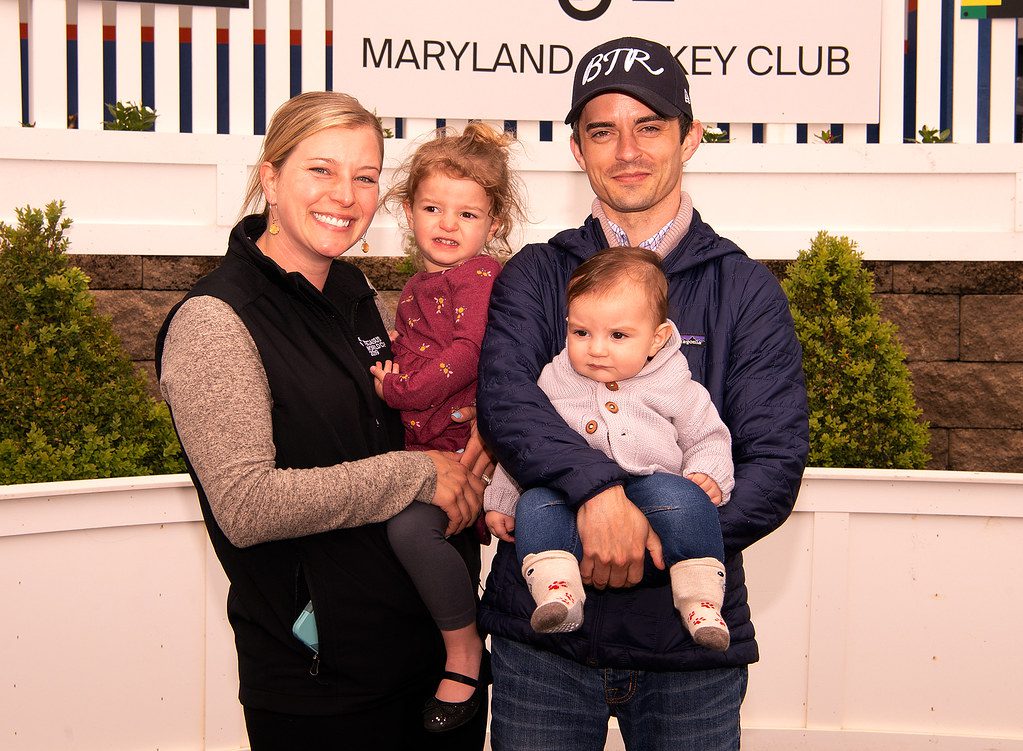 Brittany Russell, Sheldon Russell and family celebrate a Laurel meet training title. Photo Jim McCue.