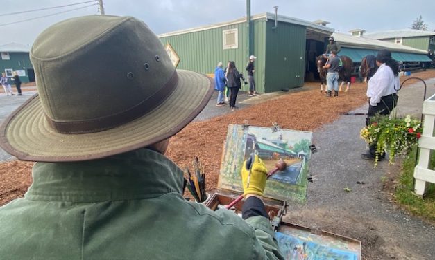 At Pimlico, painting the Preakness picture