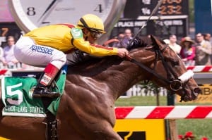 Meadowood wins the Chick Lang. Photo by Jim McCue, Maryland Jockey Club.